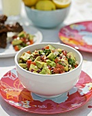 Tomato and avocado salsa in a bowl