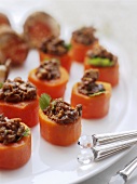 Carrots stuffed with mince