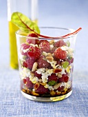 Raspberry and feta salad with pine nuts