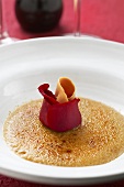 Goose liver crème brûlée with rose petals