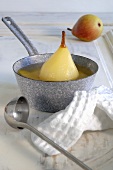Pear compote in a pan