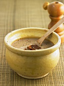 Vellutata di castagne (Cream of chestnut soup with coppa)