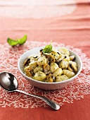 Gnocchi with shellfish and basil pesto