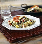 Pan-cooked rice and vegetables