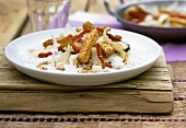 Fried tofu with vegetables on rice