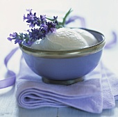 A bowl of lavender ice cream