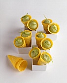 Avocado cream in wafer cones