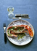 Half a lobster with herb butter