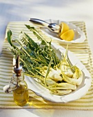 Catalogna salad with lemon juice and olive oil