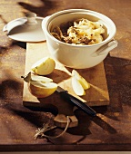 White cabbage with lamb and apple