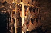 Hams hanging up to mature, Tuscany