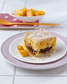 Baked rice dessert with chocolate and mango