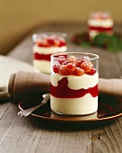 White chocolate mousse with raspberries