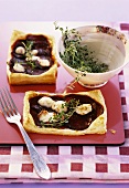 Beetroot and cheese puff pastry tarts