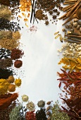 Exotic spices forming a frame