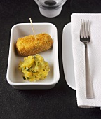 Side dish: potato croquette and vegetable puree
