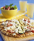 Vegetable pizza with feta cheese