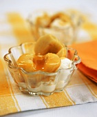 Butterscotch apples with vanilla ice cream