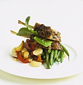 Lamb chops with beans and vegetables