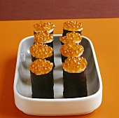 Maki rolls with salmon caviar