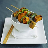 Pumpkin and pepper kebabs