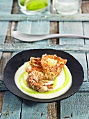 Crab with panko topping on cauliflower cream (Spain)