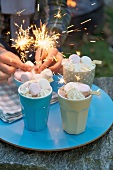 Vanilla ice cream with marshmallows