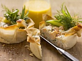 Trout in puff pastry bowls