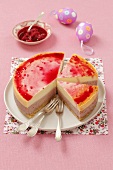 Cheesecake with raspberries for Easter