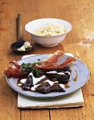 Braised beef cheeks with bacon & spaetzle (home-made noodles)