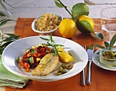 Chicken breast in lemon marinade with ratatouille