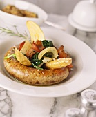 Sausage ring filled with rosemary potatoes and spinach