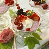 Mascarpone cream with cherries and berries