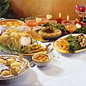 Christmas buffet with turkey en croûte