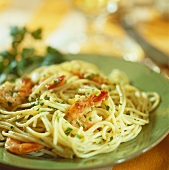 Spaghetti mit Garnelen