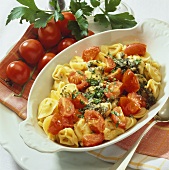 Filled cappalletti (hat-shaped pasta) with butter & tomatoes