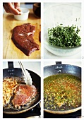 Preparing calf's liver with parsley