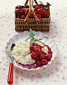 Lime rice pudding with cherry compote