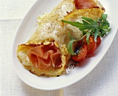 Baked ham pancake with cheese topping