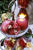 Christmas decoration with spangled baubles