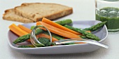 Carrots and asparagus with salsa verde