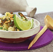 Couscous with dates, lime and cashew nuts