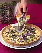 Feta quiche with sage flowers