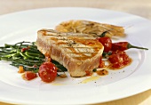 Mediterranean-style grilled tuna steak