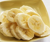 Banana slices in a dish