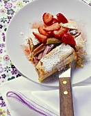 Rhubarb strudel with marinated strawberries