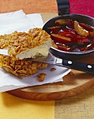 Cheese-filled pork escalopes with cornflake coating