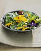 Salad with edible flowers