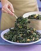 Spinach with toasted garlic