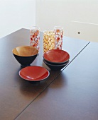 Bowls and glasses on a table
